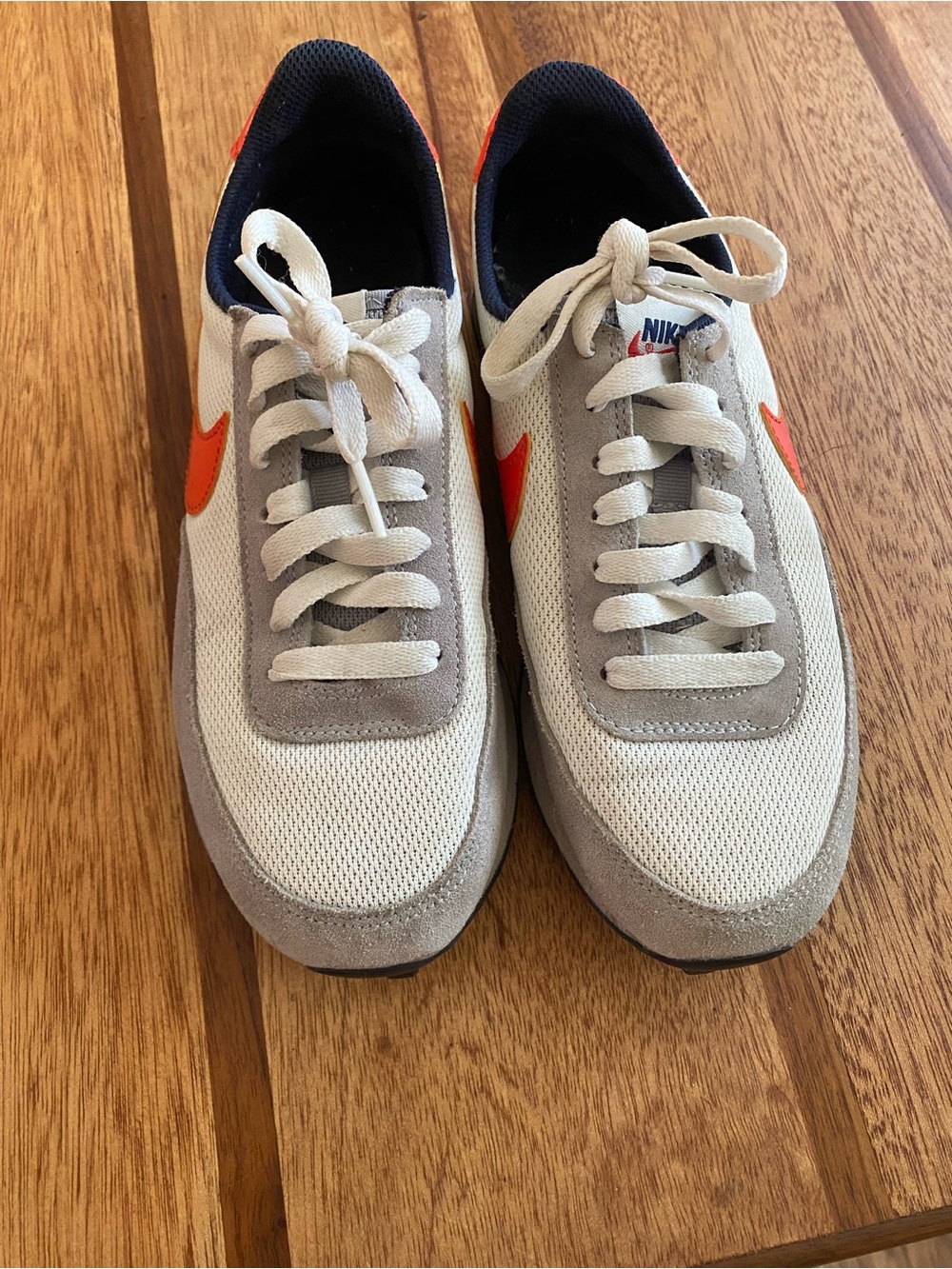 Nike women’s size 5.5Y Waffle Sneakers - White / Gray with Orange Swoosh